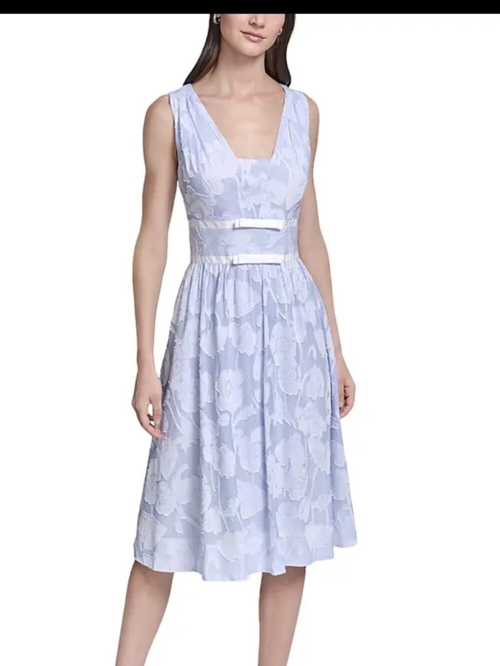Karl Lagerfeld Blue and White Floral Sleeveless Dress Size 4 New